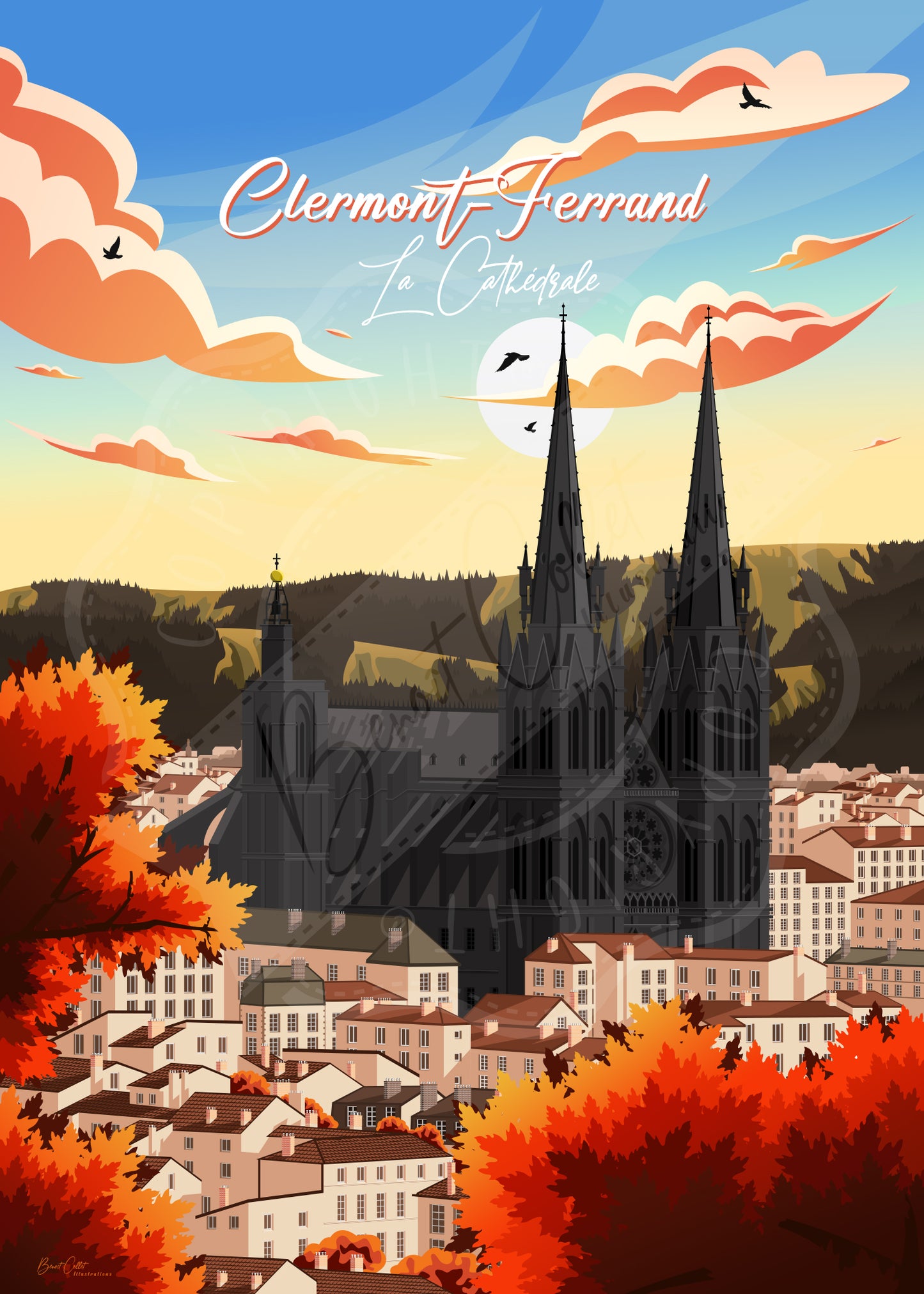 Clermont-Ferrand - La Cathédrale (Affiche)