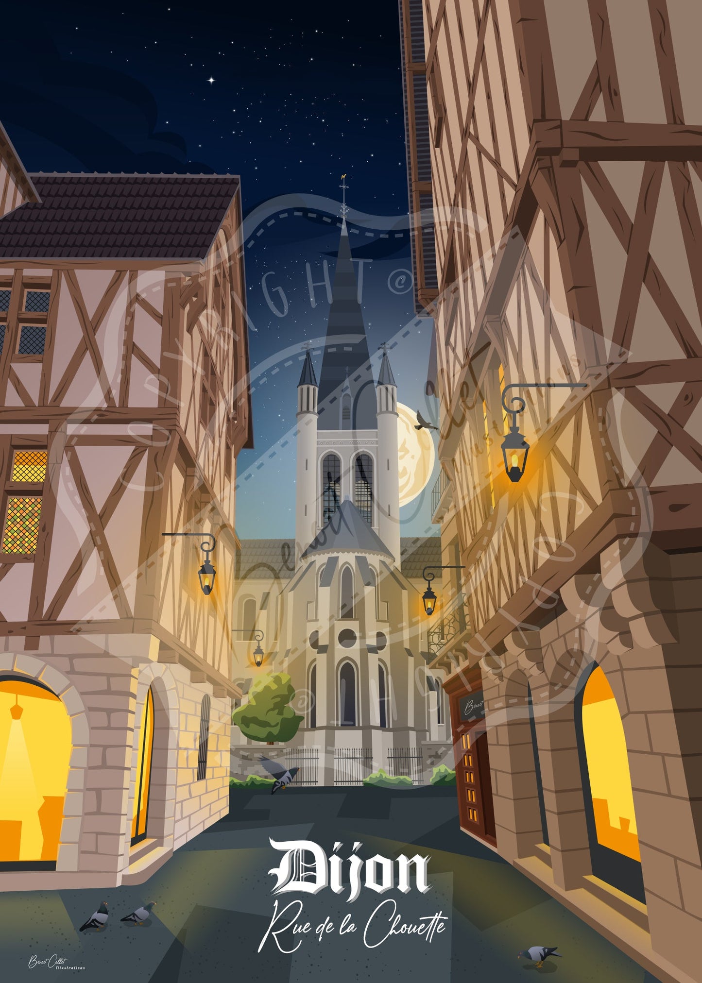 Dijon - Rue de la Chouette (Tableau)