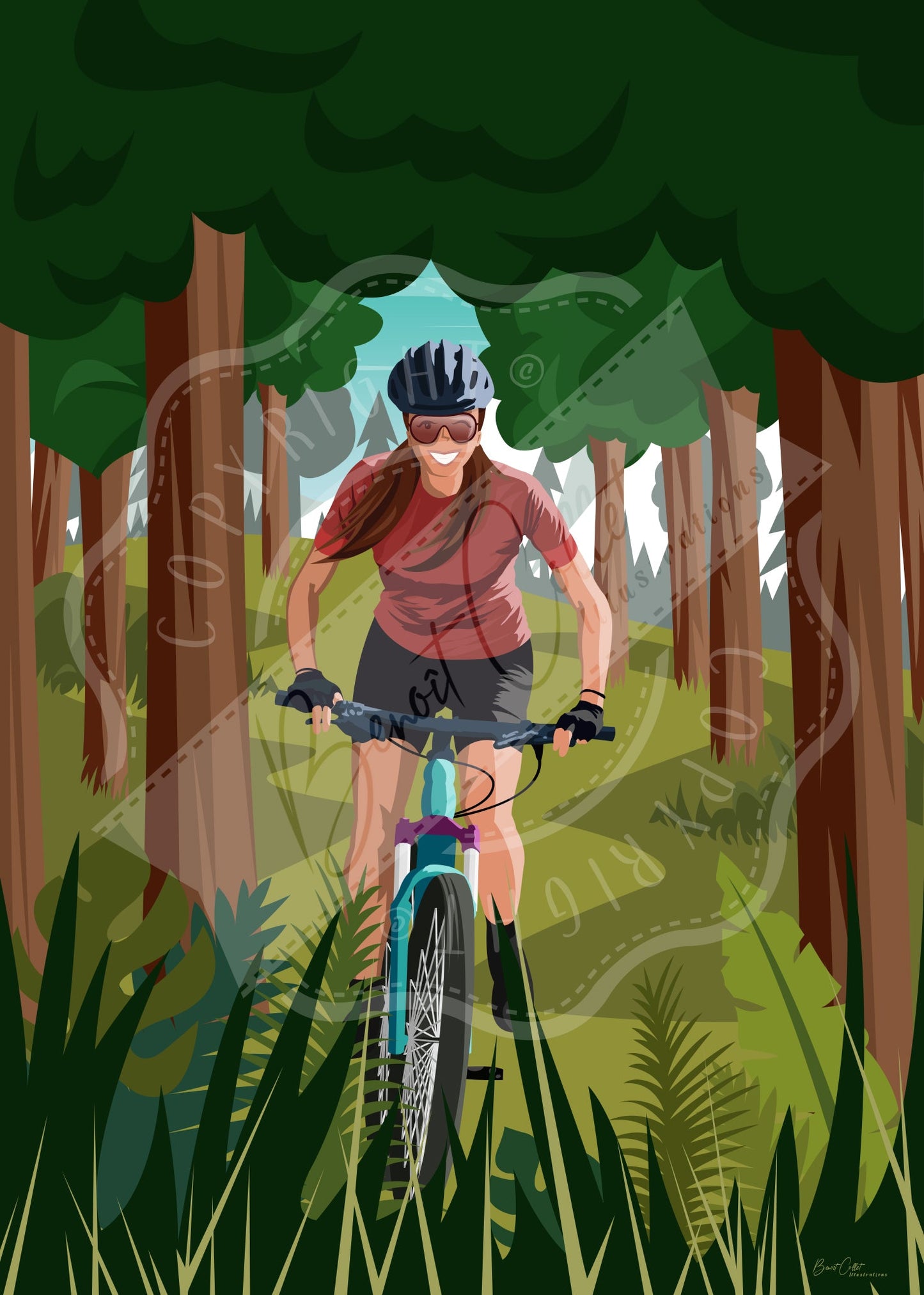 VTT en forêt (Tableau)